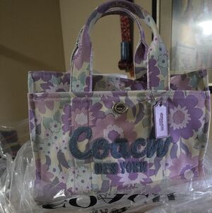Coach Cargo Lavender Floral Canvas Tote